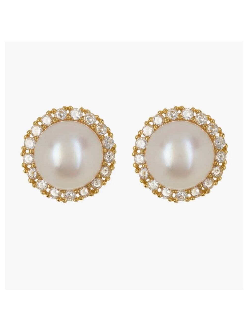 Adornia 9mm Freshwater Pearl Swarovski Crystal Halo Stud Earrings